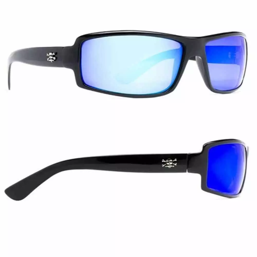 Calcutta Capt. Harry' Sunglass Len Clothing Fishing Frame Mirror New Wave Shiny Black Blue 3 Capt. Harry's Fishing Supply Calcutta New Wave Shiny Black Frame Blue Mirror Lens Sunglasses Clothing & Gifts