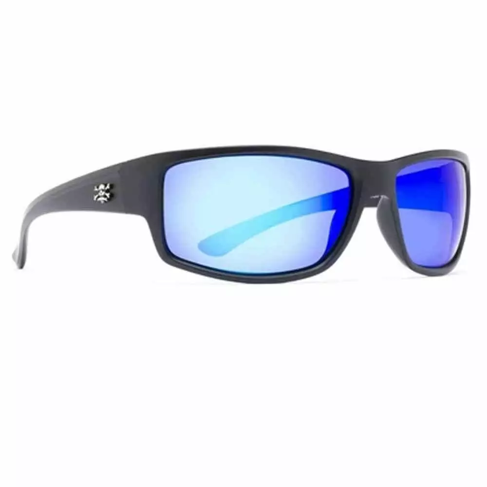 Capt. Harry's Fishing Supply Calcutta Rip Matte Black Frame Blue Mirror Lens Sunglasses Clothing & Gifts