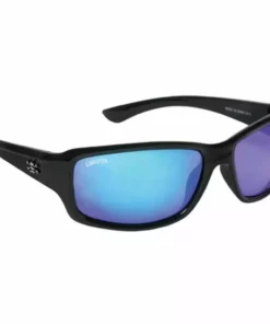 Capt. Harry's Fishing Supply Calcutta Outrigger Shiny Black Frame Blue Mirror Lens Sunglasses Clothing & Gifts