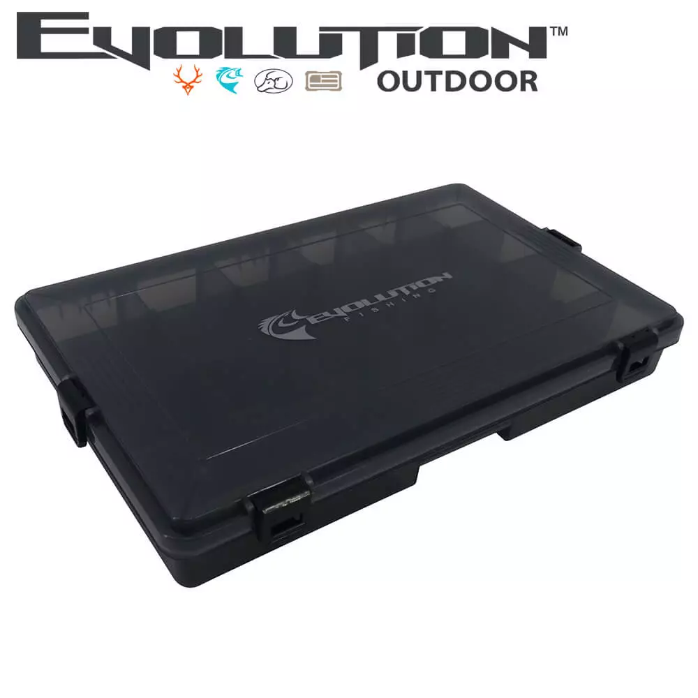 Evolution Tackle Tray 3700 4-Latch Outdoor Waterproof Fishing Black 3 Evolution Outdoor 3700 4-Latch Black Waterproof Tackle Tray Fishing Accessories