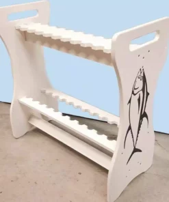 Capt. Harry's Fishing Supply White Free Standing Rod Rack 24 Rods