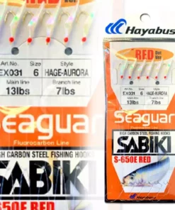 Hayabusa Hage Aurora EX031 Red Dot Fluorocarbon Sabiki Rig Terminal Tackle