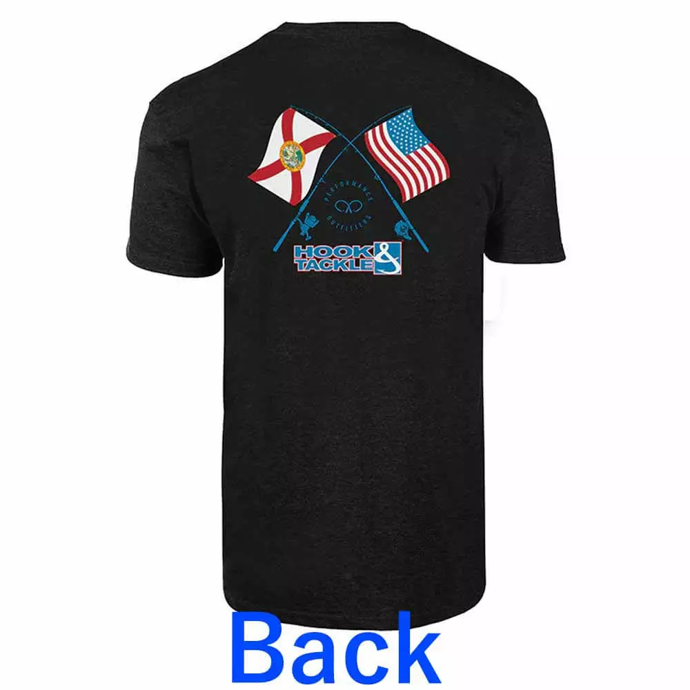 Hook & Tackle Flamerica Charcoal Heather S/S T-Shirt Clothing & Gifts