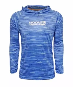 Clothing & Gifts Hook & Tackle Indigo Marlin Stripe L/S Hooded Performance Shirt