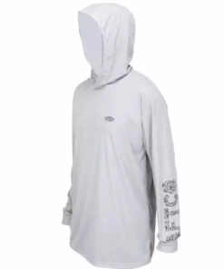 Aftco Apparel Aftco Light Gray Jigfish L/S Hooded Performance Shirt