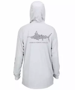 Aftco Apparel Aftco Light Gray Jigfish L/S Hooded Performance Shirt