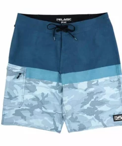 Pelagic Slate Blue Water Fish Camo Stacked Short Clothing & Gifts
