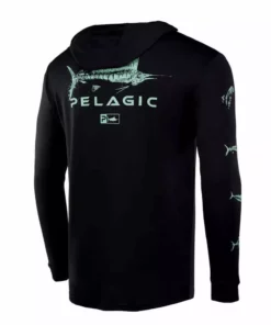 Pelagic Black Aquatek Gyotaku Hoodie L/S Performance Shirt