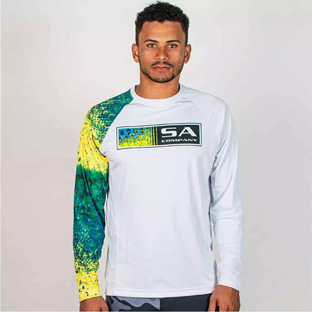 Sa Company Sa Shirt White Mahi Fade L/ Performance 3 SA Company SA White Mahi Fade L/S Performance Shirt