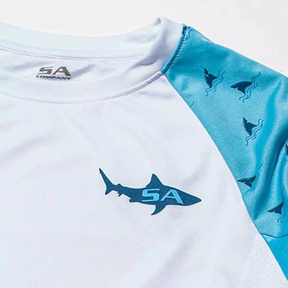 SA Company Clothing & Gifts SA Kids White Baby Shark L/S Performance Shirt