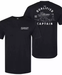 The Qualified Captain Black/White Lighthouse Tee Shirt Clothing & Gifts