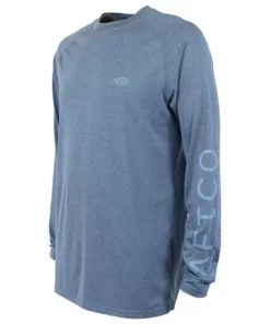 Aftco Apparel Aftco Samurai L/S Sun Protection Performance Shirt In Space Blue Heathe