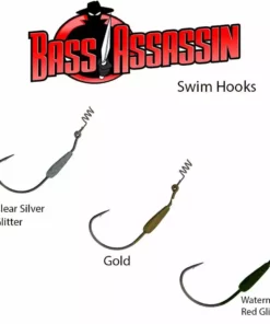 Bass Assassin 1/8OZ 5/0 Swim Hooks 3Pk Lures
