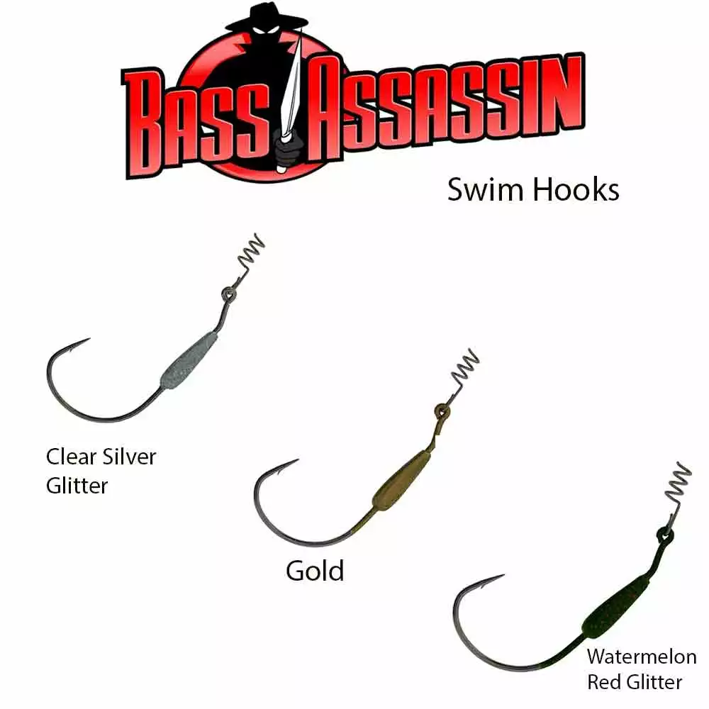 Bass Assassin Hook 3/0 1/4Oz 3Pk Swim 3 Bass Assassin 1/4OZ 3/0 Swim Hooks 3Pk
