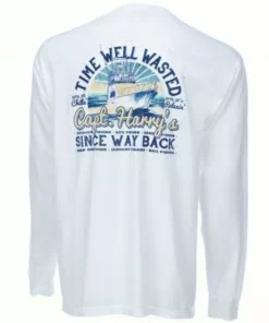 Capt. Harry's Products Capt. Harry's Flywheel Boat Long Sleeve T-Shirt In White Clothing & Gifts