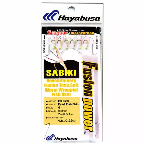 Fluoro Sabiki Hayabusa Tackle Rig Ex020 Sabiki Pearl Fish Skin Terminal Head Green 3 Terminal Tackle Hayabusa Sabiki EX020 Pearl Fish Skin Green Head Fluoro Sabiki Rig