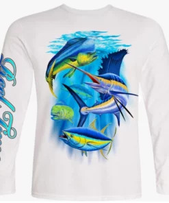 Capt. Harry's Products Youth L/S Fishing Sailfish Mahi Tuna Performance Shirt UPF50