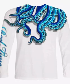 Capt. Harry's Products Clothing & Gifts Youth L/S Blue Octopus Performance Shirt UPF50