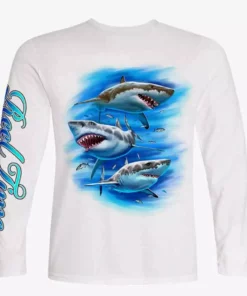 Capt. Harry's Products Clothing & Gifts Youth L/S Three Sharks Performance Shirt UPF50