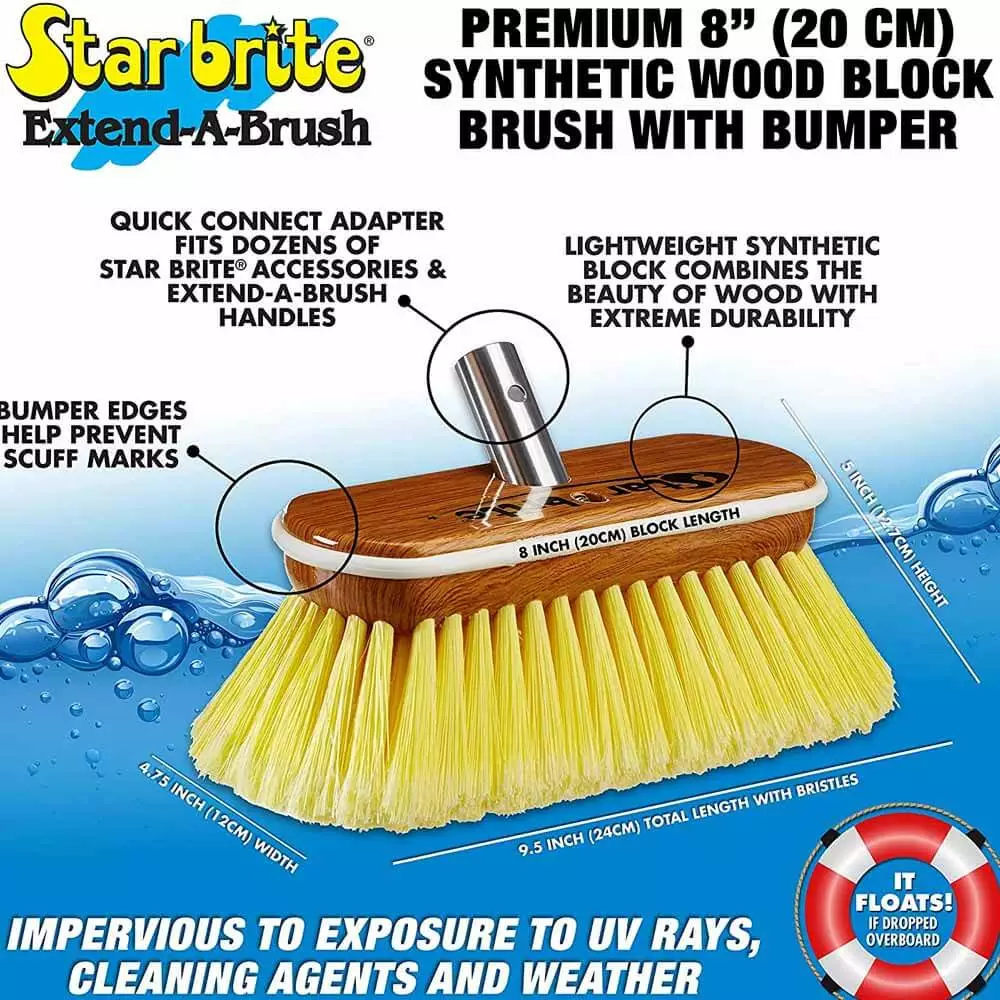 Starbrite Star Brite Brush Head Wood 8" Boating Synthetic Outdoor Marine, Premium 3 Star Brite Marine, Boating & Outdoor Starbrite Premium Synthetic Wood 8" Brush Head